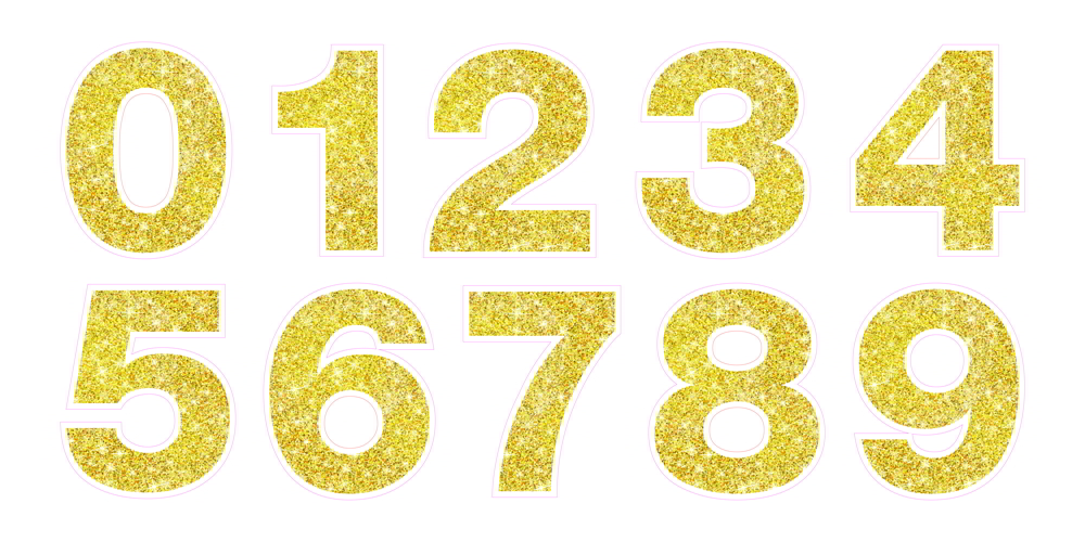 Gold Glitter Numbers Template